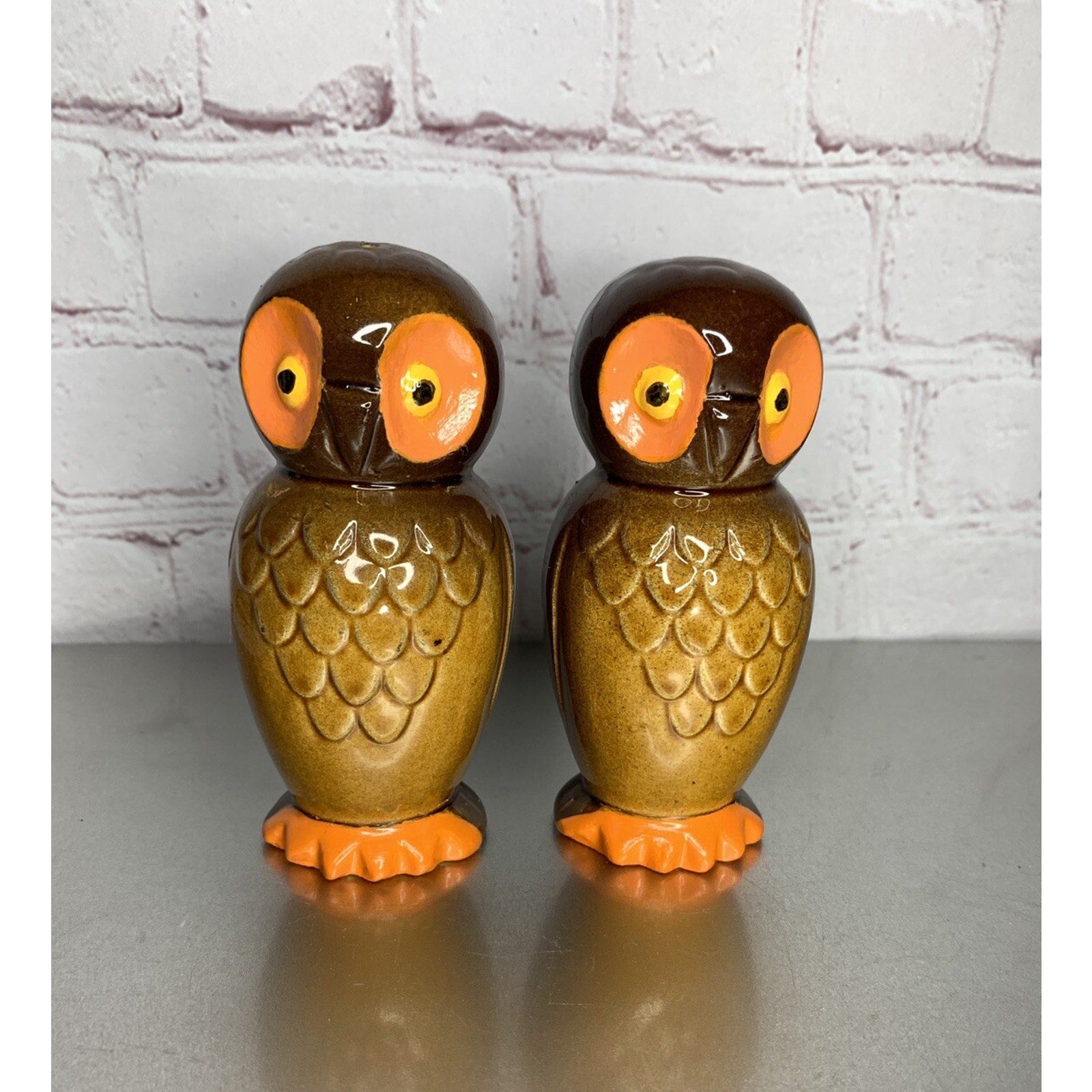 Vintage Ceramic Owl Salt & Pepper Shakers 1960s