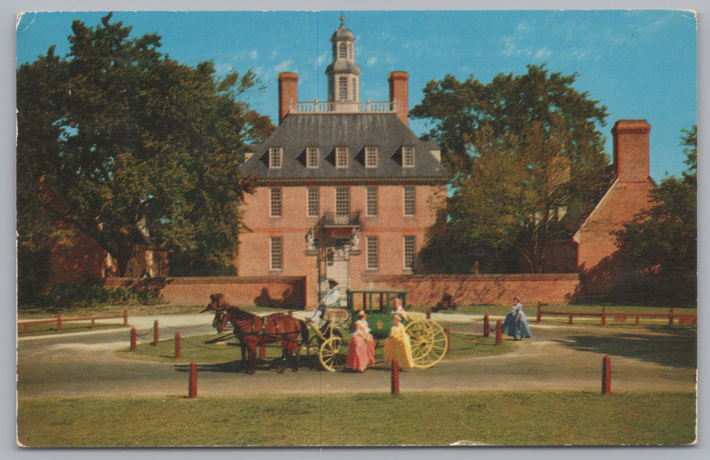 Governors Palace, Williamsburg, Virginia, USA, Vintage Post Card