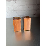 Vintage MCM Rectangular Wood Salt & Pepper Shakers Rustic