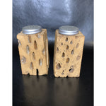 Vintage Cholla Cactus Square Salt & Pepper Shakers Wood