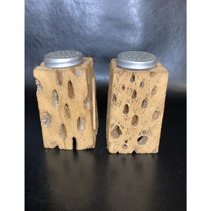 Vintage Cholla Cactus Square Salt & Pepper Shakers Wood