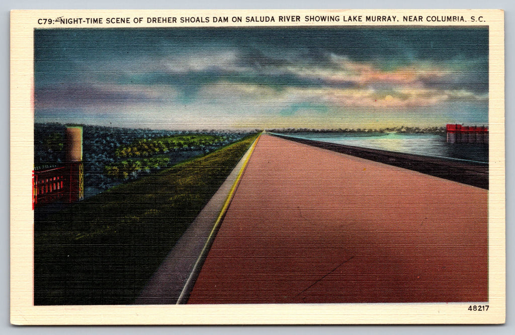 Dreher Shoals Dam, Saluda River Showing Lake Murray, Columbia South Carolina