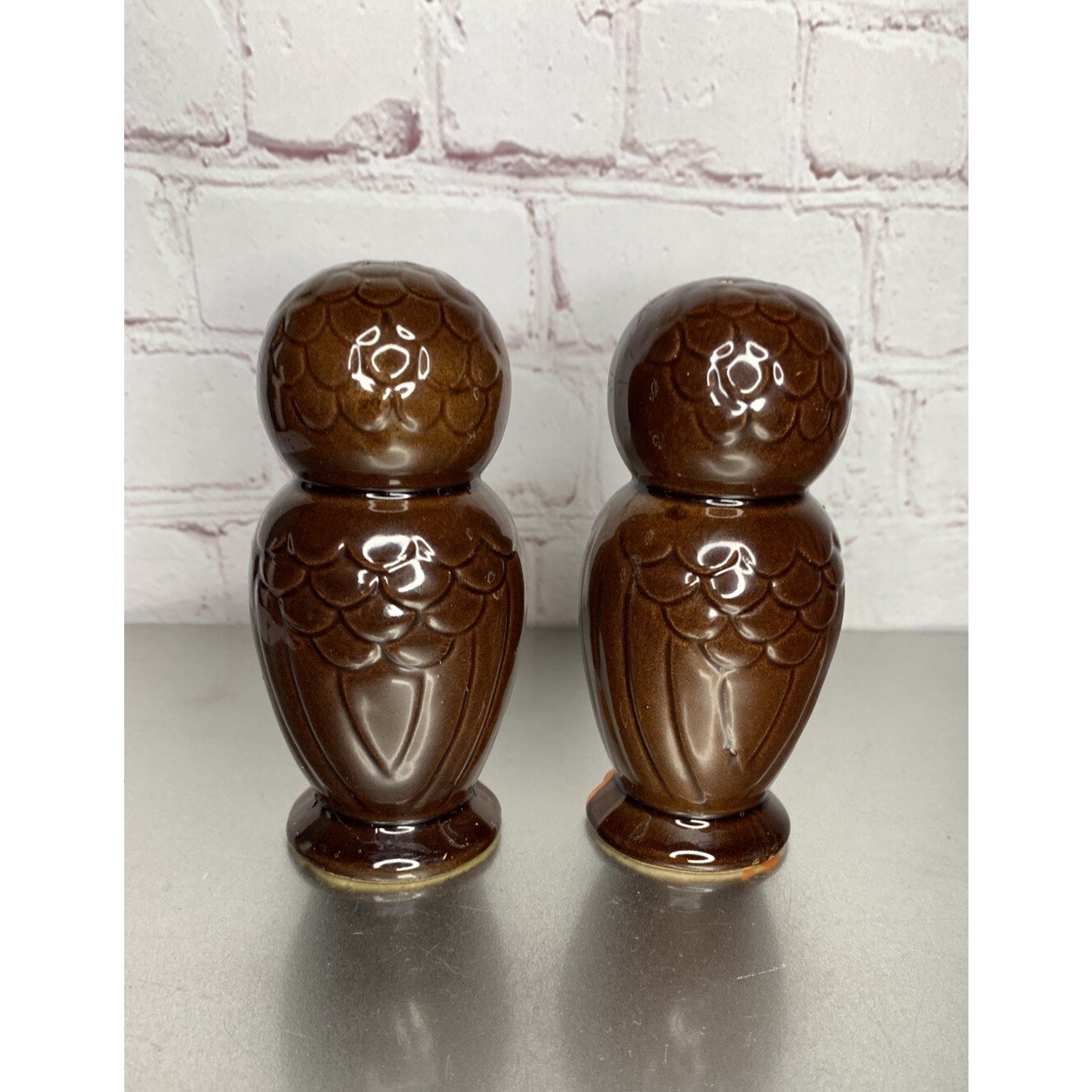 Vintage Ceramic Owl Salt & Pepper Shakers 1960s
