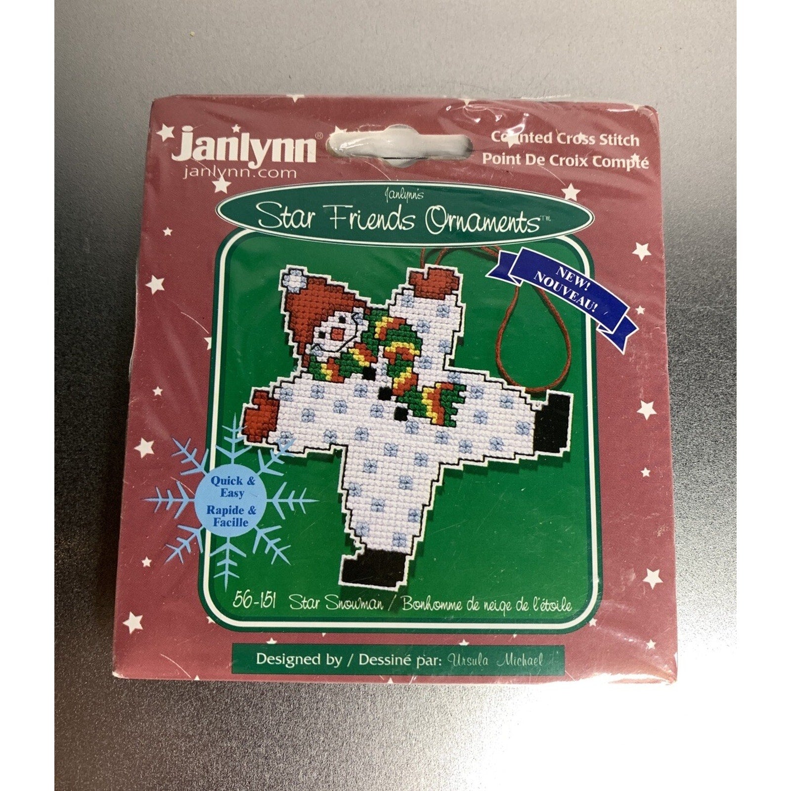 Janlynn Star Friends Ornaments STAR SNOWMAN Cross Stitch Kit 56-151
