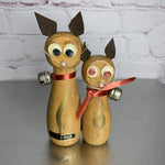 Vintage Wooden Enesco Magnetic Cat Couple Salt & Pepper Shakers Japan