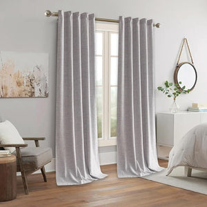Linen Blackout Curtains Full Light Blocking 2 Panels 52Wx84L/ Light Gray