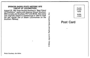 Spencer Shops State Historic Site Lineup Of Locomotives, Vintage Post Card.