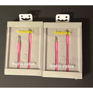 Heyday Audio Cable 3 Ft. 3.5 mm Aux Plug Pink NEW - Lot of 2