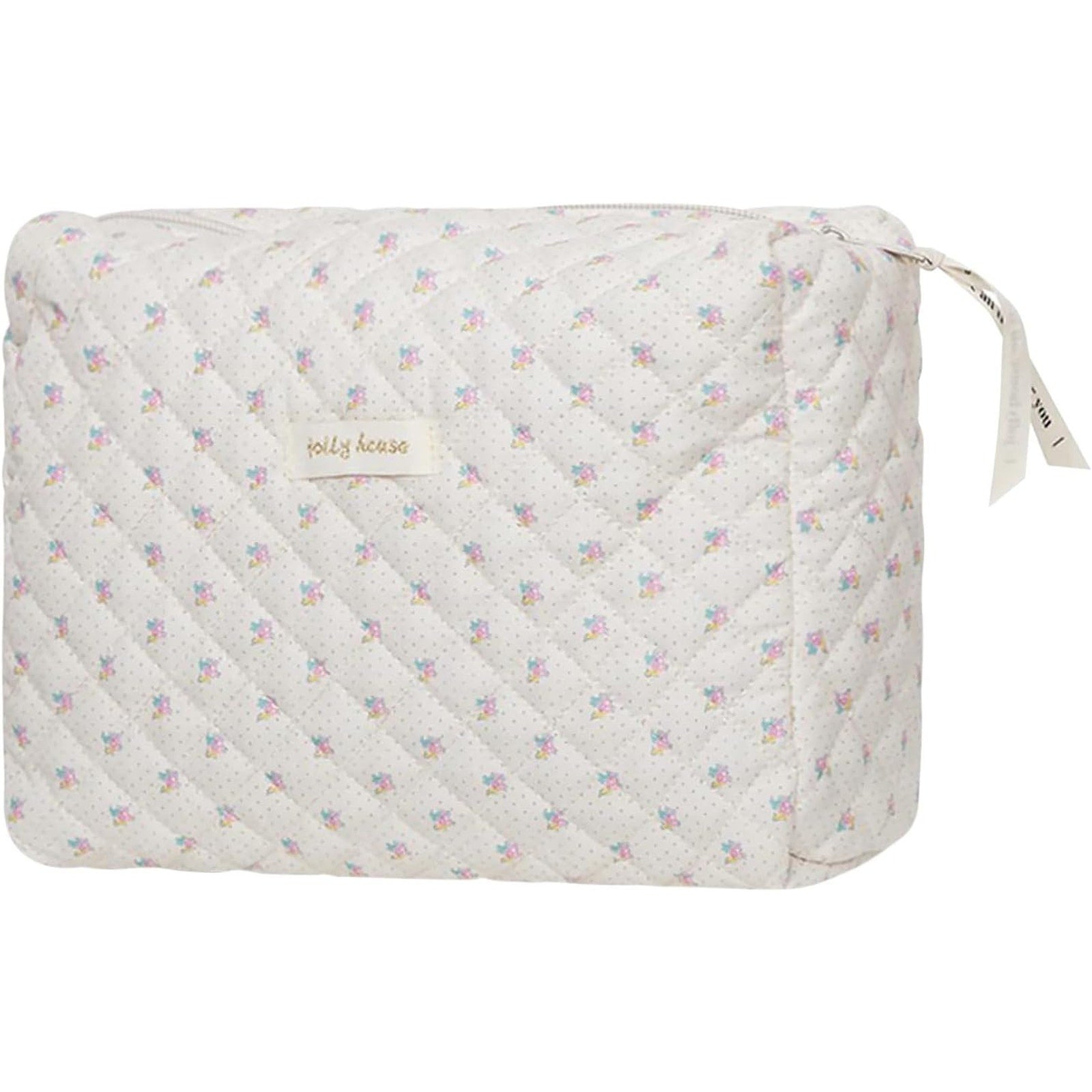 Quilted Floral Makeup Cosmetic Bag & 7-pc Premium Synthetic Makeup Brush Set Lot