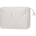 Quilted Floral Makeup Cosmetic Bag & 7-pc Premium Synthetic Makeup Brush Set Lot