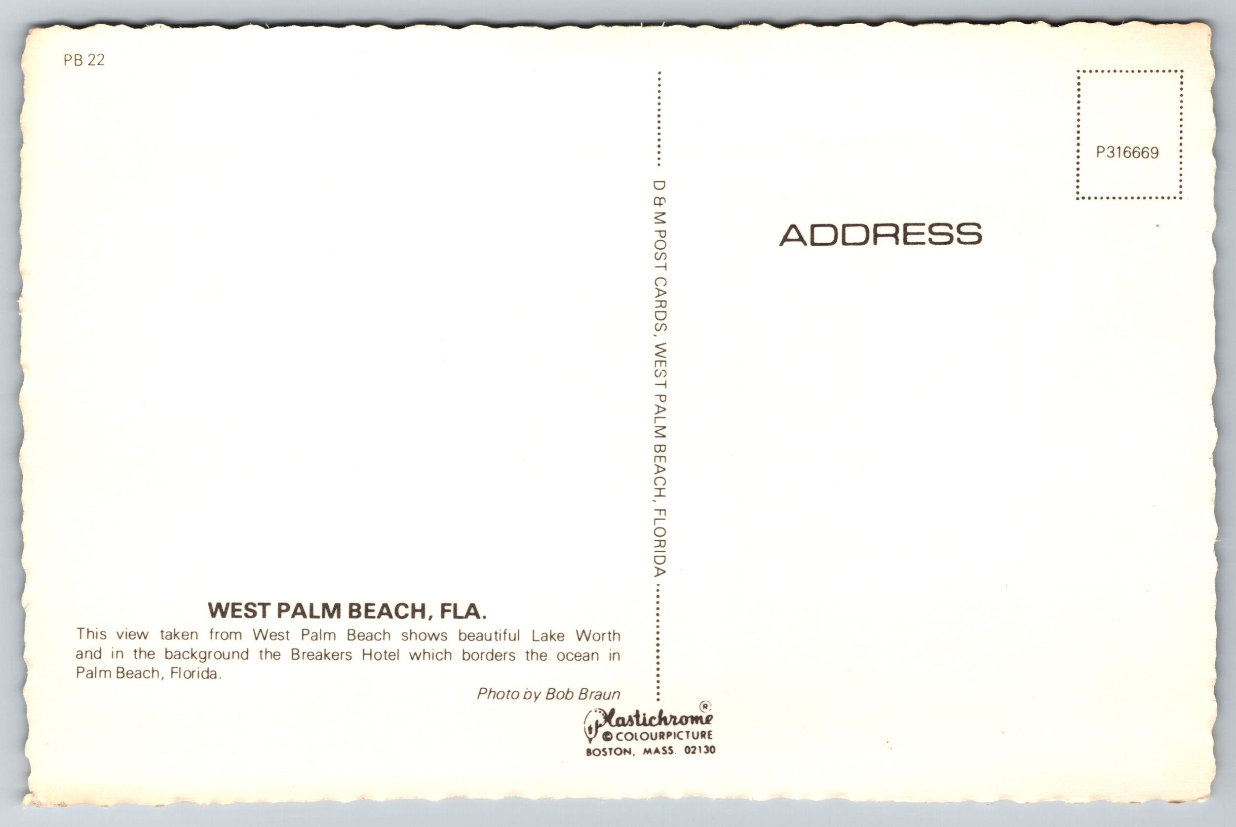 Lake Worth, West Palm Beach, Florida, Vintage Post Card