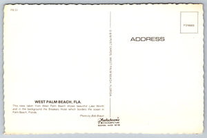 Lake Worth, West Palm Beach, Florida, Vintage Post Card