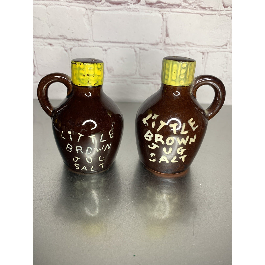 Vintage Little Brown Jug Salt & Pepper Shakers Japan Moonshine Wine