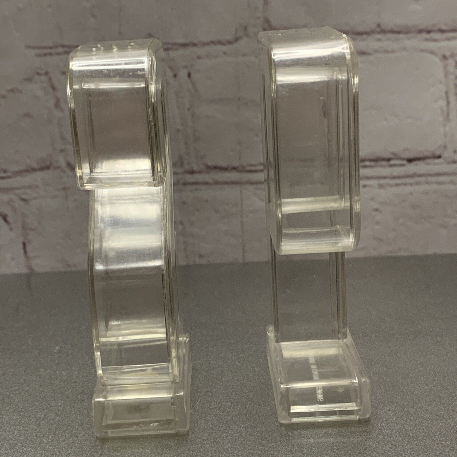 Vintage Letters S and P Clear Plastic Salt & Pepper Shakers Retro Hong Kong