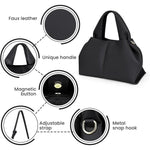 Cloud Pouch Dumpling Clutch Purse, Shoulder, Crossbody Bag with Removable Strap