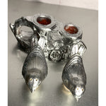 Vintage Silver Plastic Bird Salt & Pepper Shakers Tree Branch Caddy