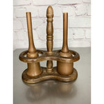 Vintage Wood Bells Salt & Pepper Shakers w/Stand