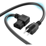 3-Prong Straight to 90 Degree Angled Plug Replacement Power Cord 15 Ft, Heatproof Flexible Durab
