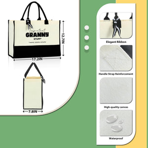 Granny's Canvas Tote Bags - Reusable Grocery, Beach Bags for Grandma