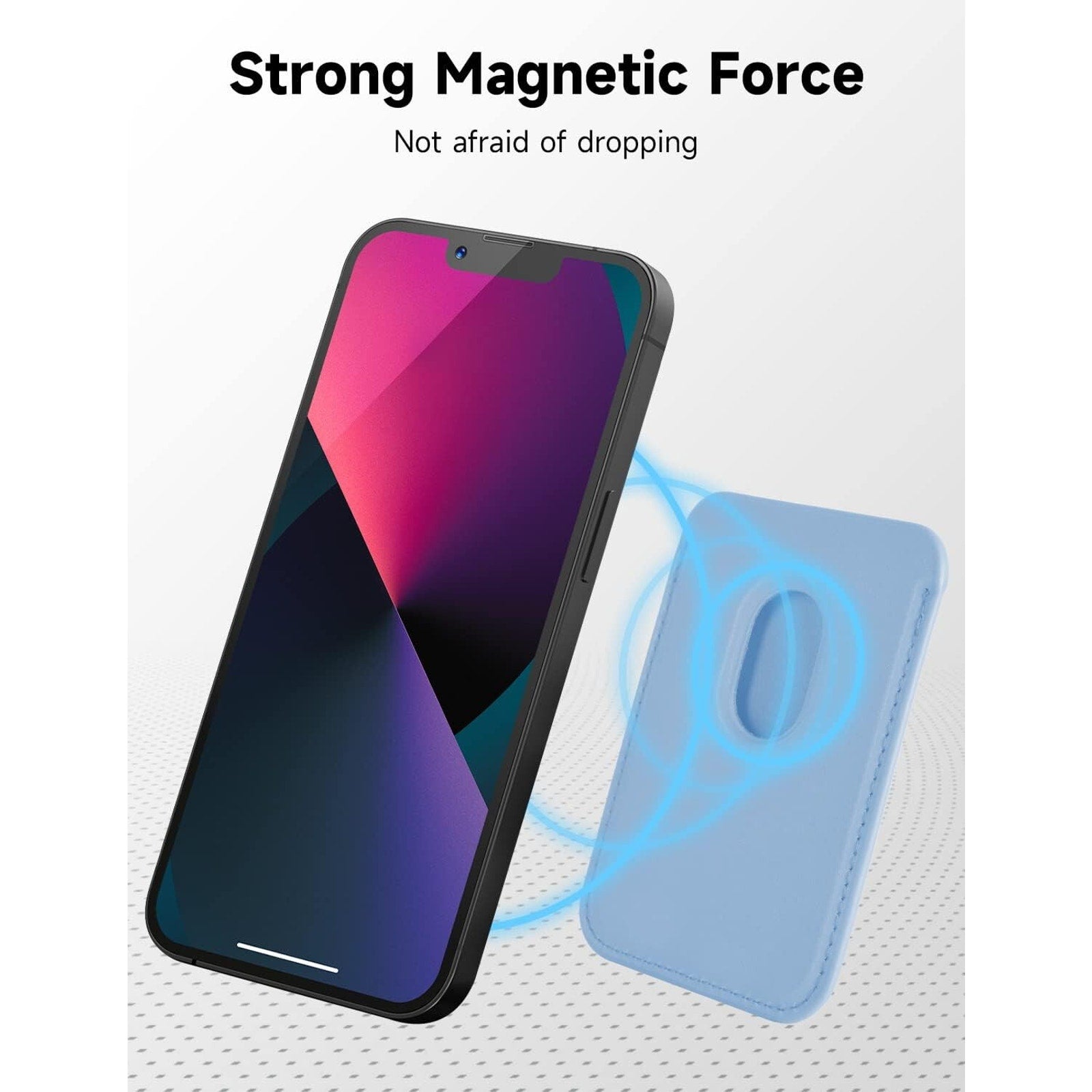 Magnetic Card Wallet Holder w/MagSafe for iPhone 15, 14, 13, Max/Plus/Pro-Blue