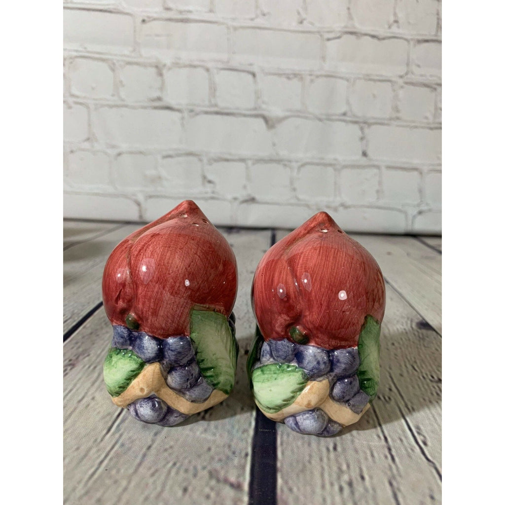 Vintage Glazed Ceramic Fruit Cluster Salt & Pepper Shakers -Japan