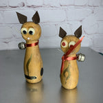 Vintage Wooden Enesco Magnetic Cat Couple Salt & Pepper Shakers Japan