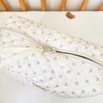 Quilted Floral Makeup Cosmetic Bag & 7-pc Premium Synthetic Makeup Brush Set Lot