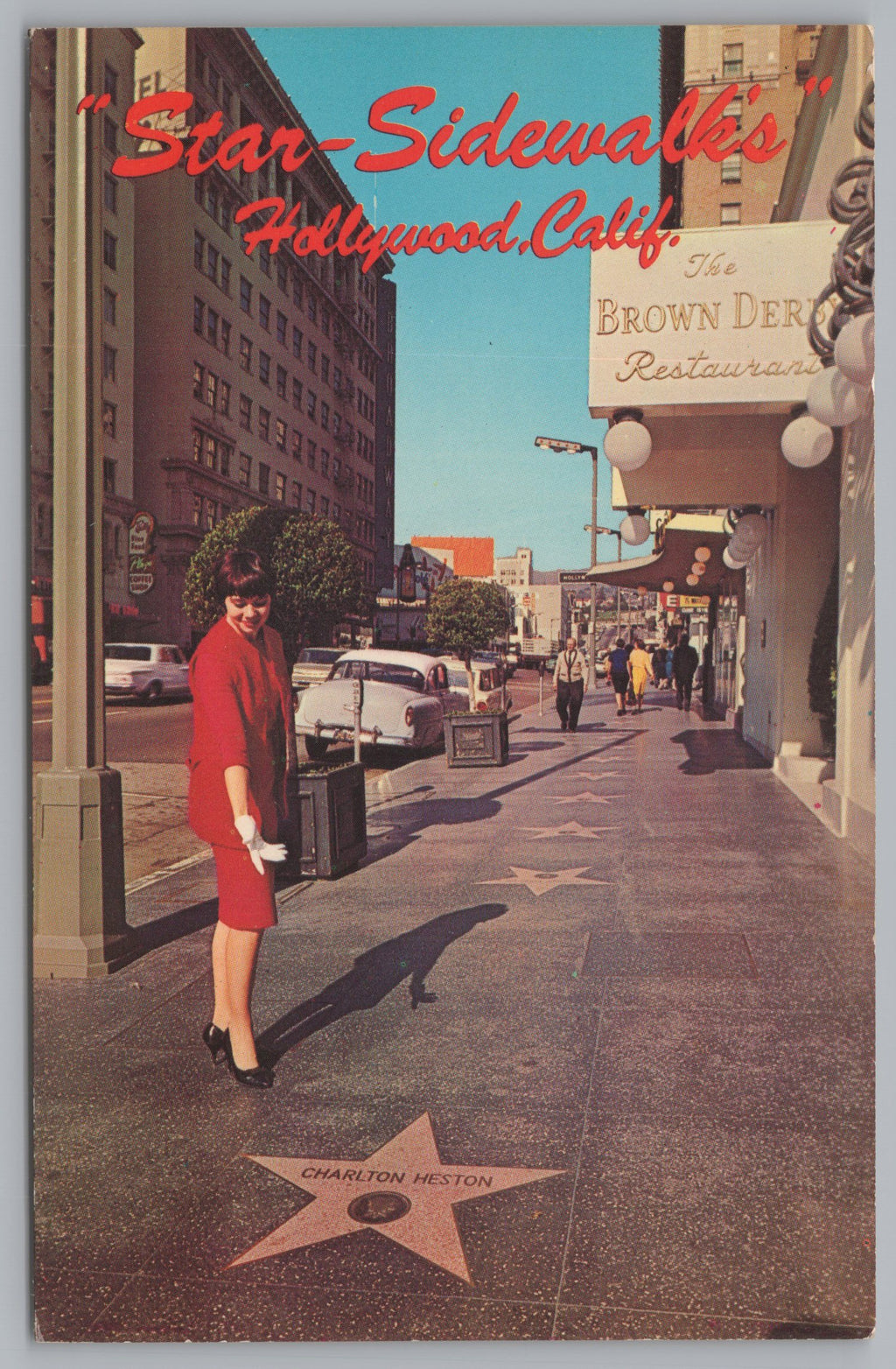 Woman on Hollywood St. Star Sidewalks Hollywood, CA, Vintage PC