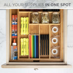 Expandable Bamboo Kitchen Drawer Organizer - Adjusts to Fit, Durable Bamboo