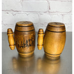 Vintage Wood Barrel Salt & Pepper Shakers Pine Cones Watkins Glen NY