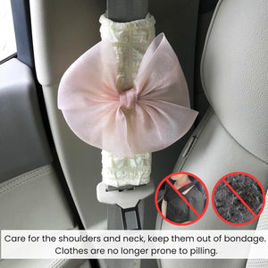 Seat Belt Cover Pad, w/Pink Bow for Women, Soft Seat Belt Covers Set of 2