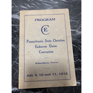1912 Pennsylvania State Christian Endeavor Union Convent Booklet Wilkes-Barre PA