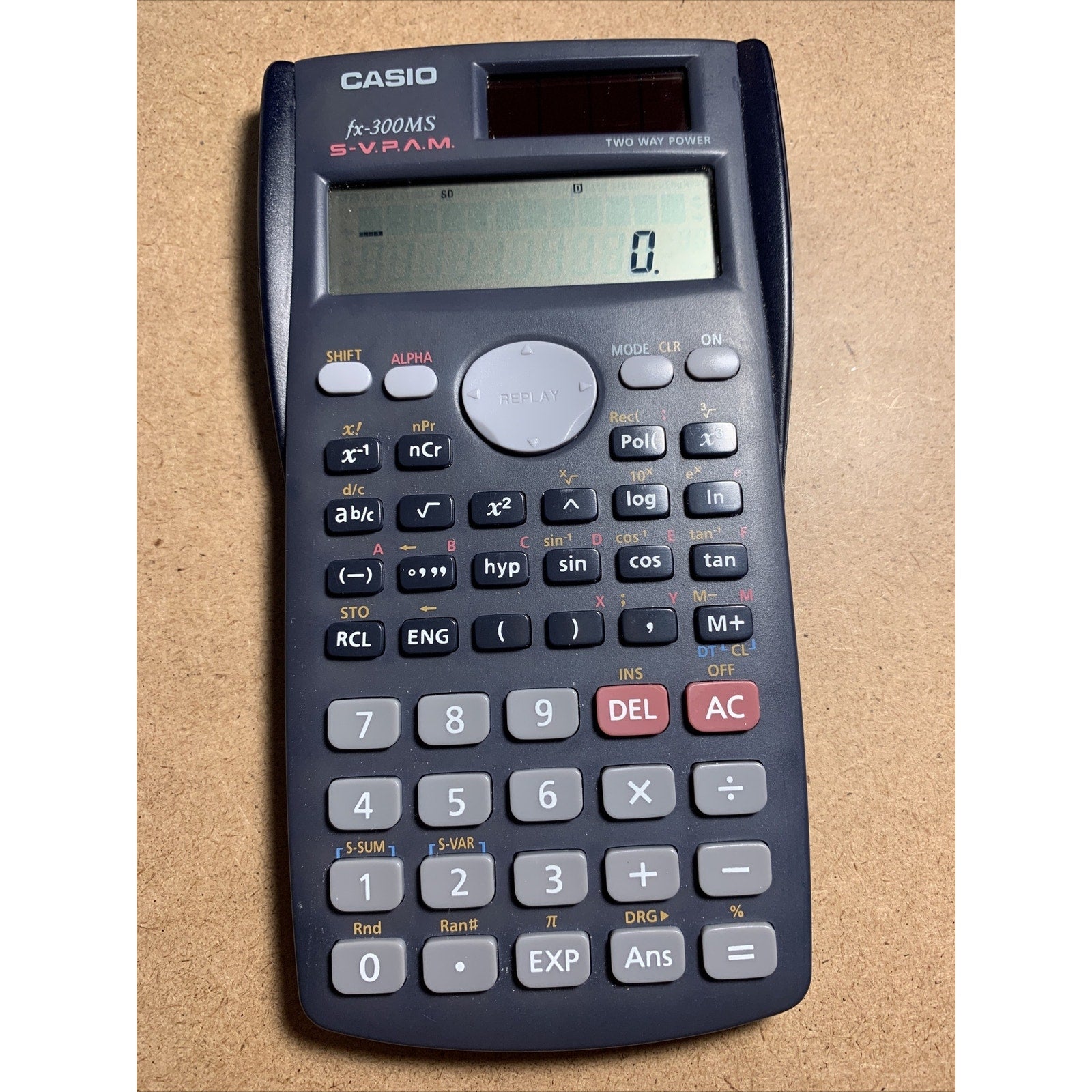 Casio Fx-300MS Solar Scientific Calculator S-V.P.A.M. with Cover - Tested