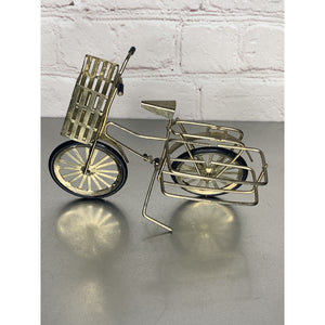 Vintage Goldtone Bicycle Salt & Pepper Shaker Toothpick Caddy/Holder