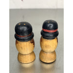 Vintage Wood Men Bowler Hat Salt & Pepper Shakers Mini