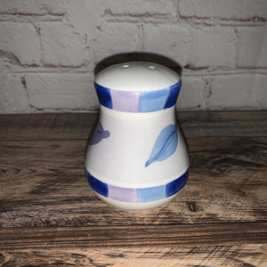 Vtg Ceramic Leaf White Salt Shaker, Blue Purple Leaves, Replacement