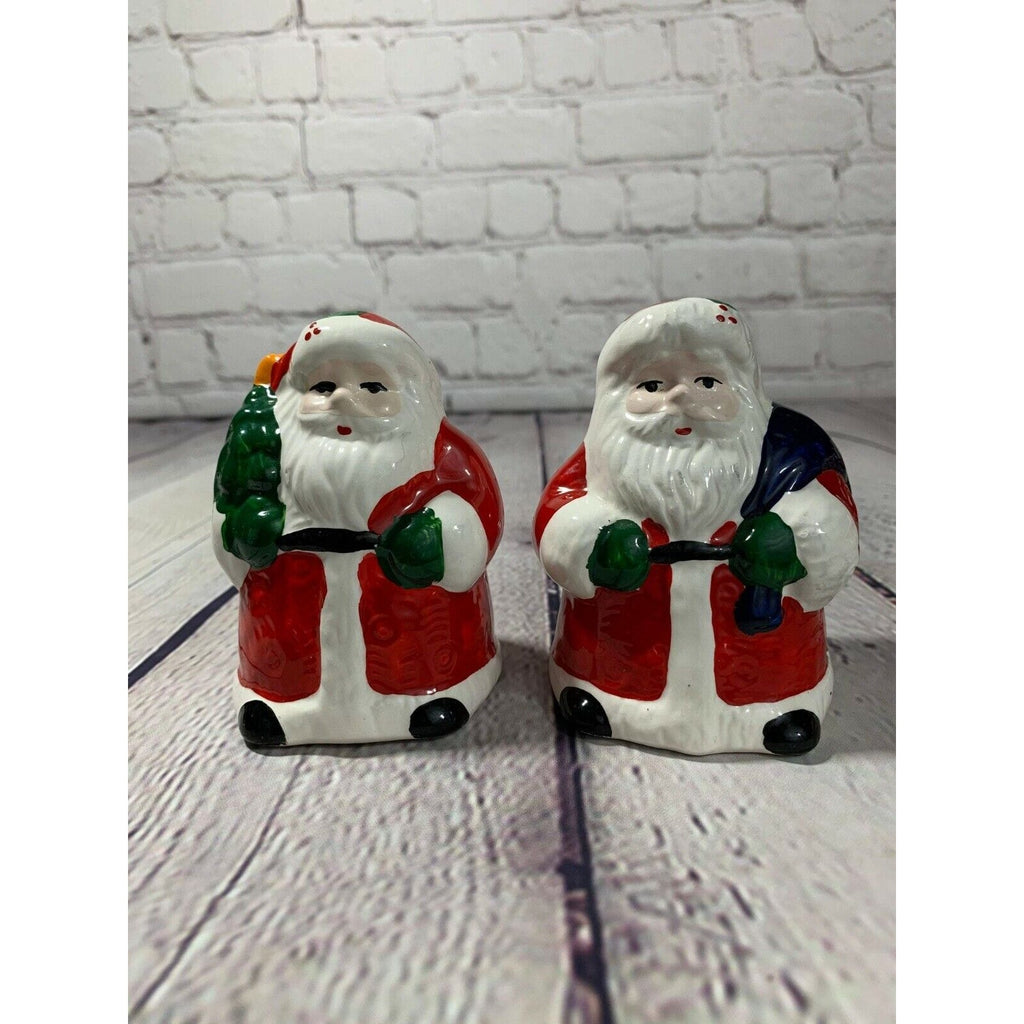 Vintage Handpainted Ceramic Santa Claus Salt & Pepper Shakers-1990's