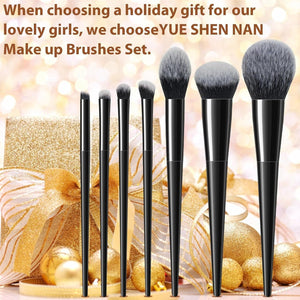Quilted Floral Makeup Cosmetic Bag & 7-pc Premium Synthetic Makeup Brush Set Lot