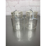 Vintage Wire Bale Clear Plastic Canister Salt & Pepper Shakers Hong Kong