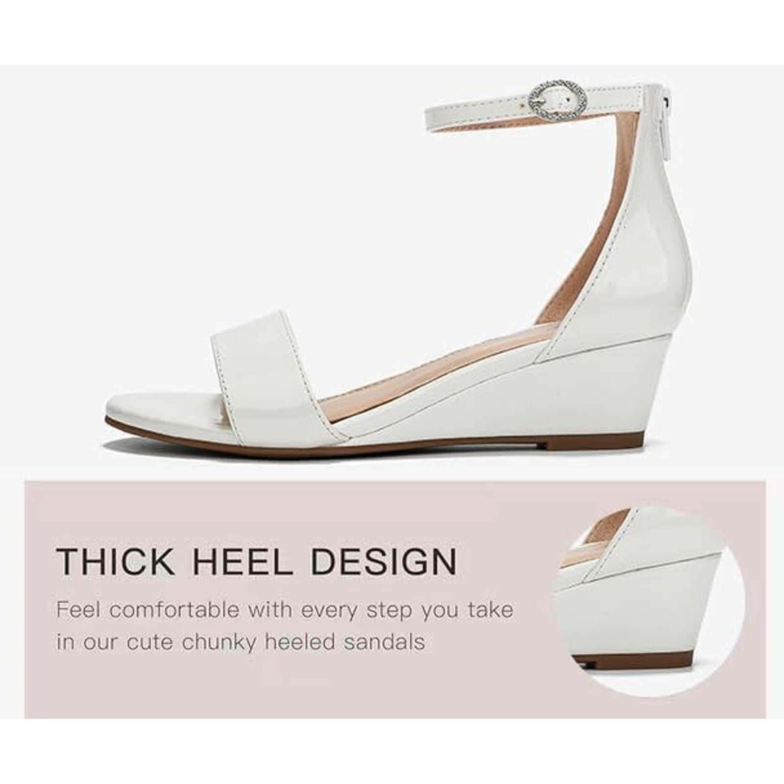 Girls Wedge Heel, Open Toe, Ankle Buckle Strap, Faux Patent Leather Dress Sandal