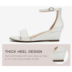 Girls Wedge Heel, Open Toe, Ankle Buckle Strap, Faux Patent Leather Dress Sandal
