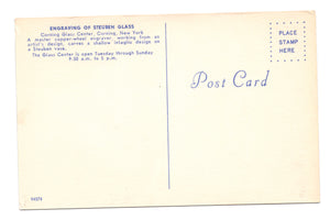 Engraving of Steuben Glass, Vintage Post Card.
