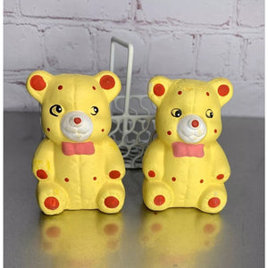 Vintage Teddy Bears in Basket Caddy Salt & Pepper Shakers Ceramic