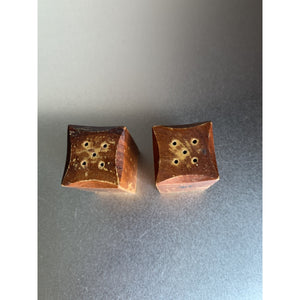 Vintage MCM Rectangular Wood Salt & Pepper Shakers Rustic