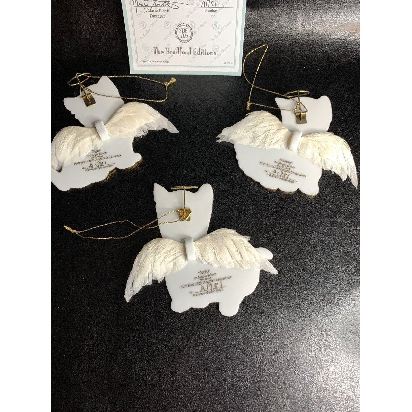 Bradford Editions Purr-fect Little Angels Ornaments (3) Tiger, Socks & Snowy