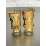Vintage Mini Wood Salt & Pepper Shakers w/Painted Roosters Design 2 1/4”h