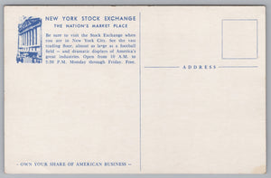The New York Stock Exchange, Vintage Post Card.