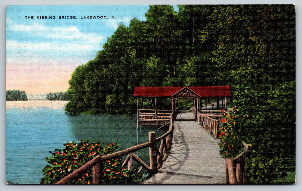 Kissing Bridge, Lakewood, New Jersey, USA, Vintage Post Card