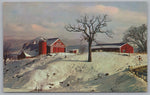 Winter On The Farm, Vintage Post Card.