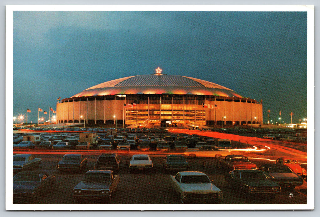 Night Time, The Astrodome, Huston, Texas, Vintage Post Card